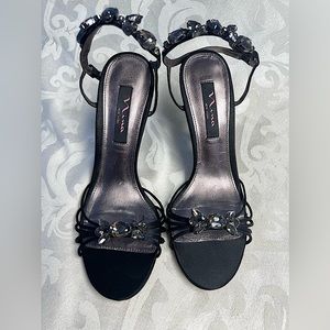 Nina Black Satin Evening Shoes